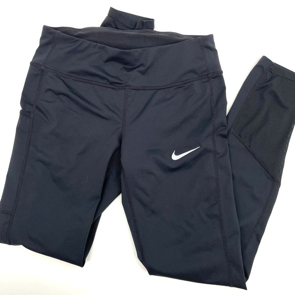 Nike Pants - Nike Women's Dri-fit black leggings with phone pocket+zipper mesh ankle